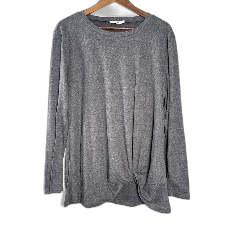 Yidarton Gray Long Sleeve Top 2XL Twist Front Casual Comfy